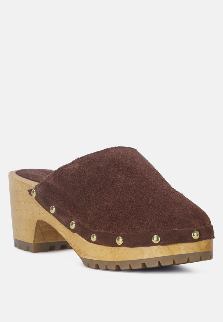 Cedrus Fine Suede Studded Clogs Mules in - Clogs photo