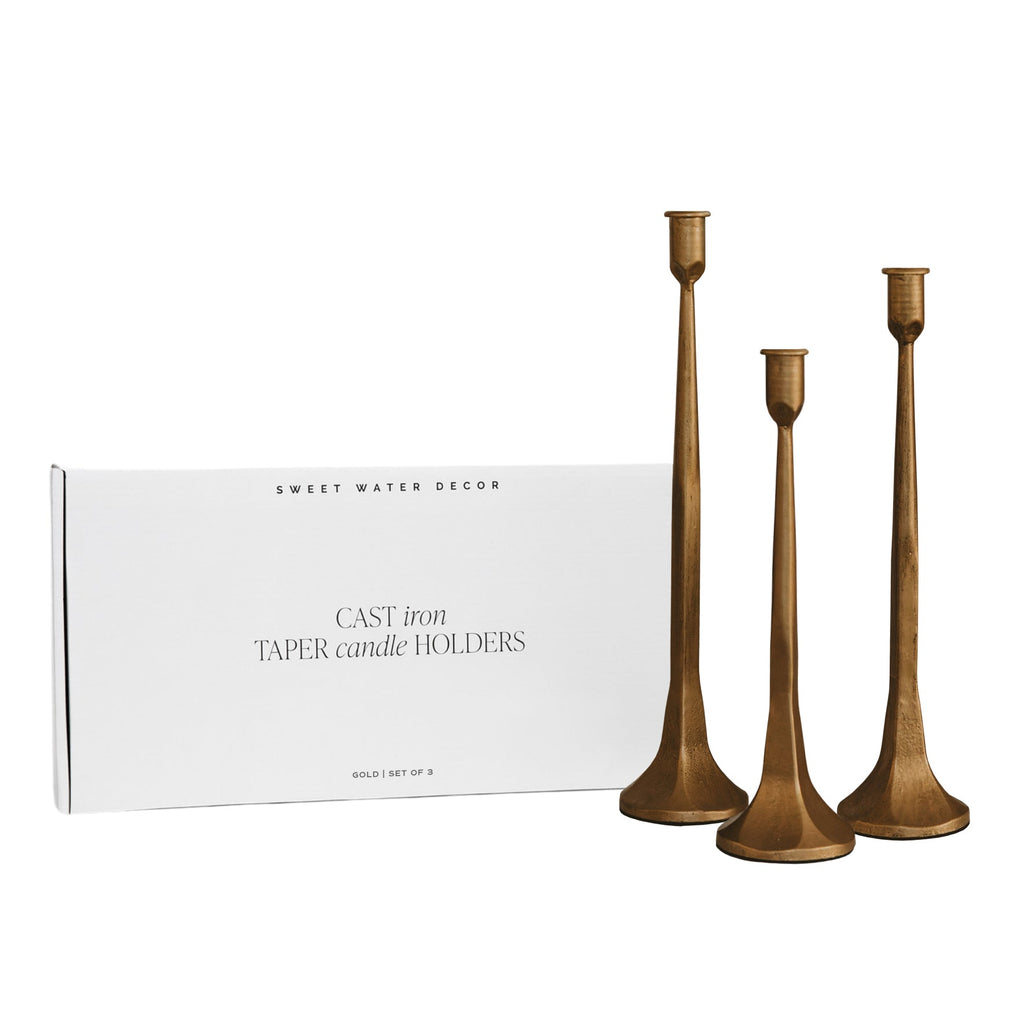 Gold Cast Iron Taper Candle Holders in - taper holder photo