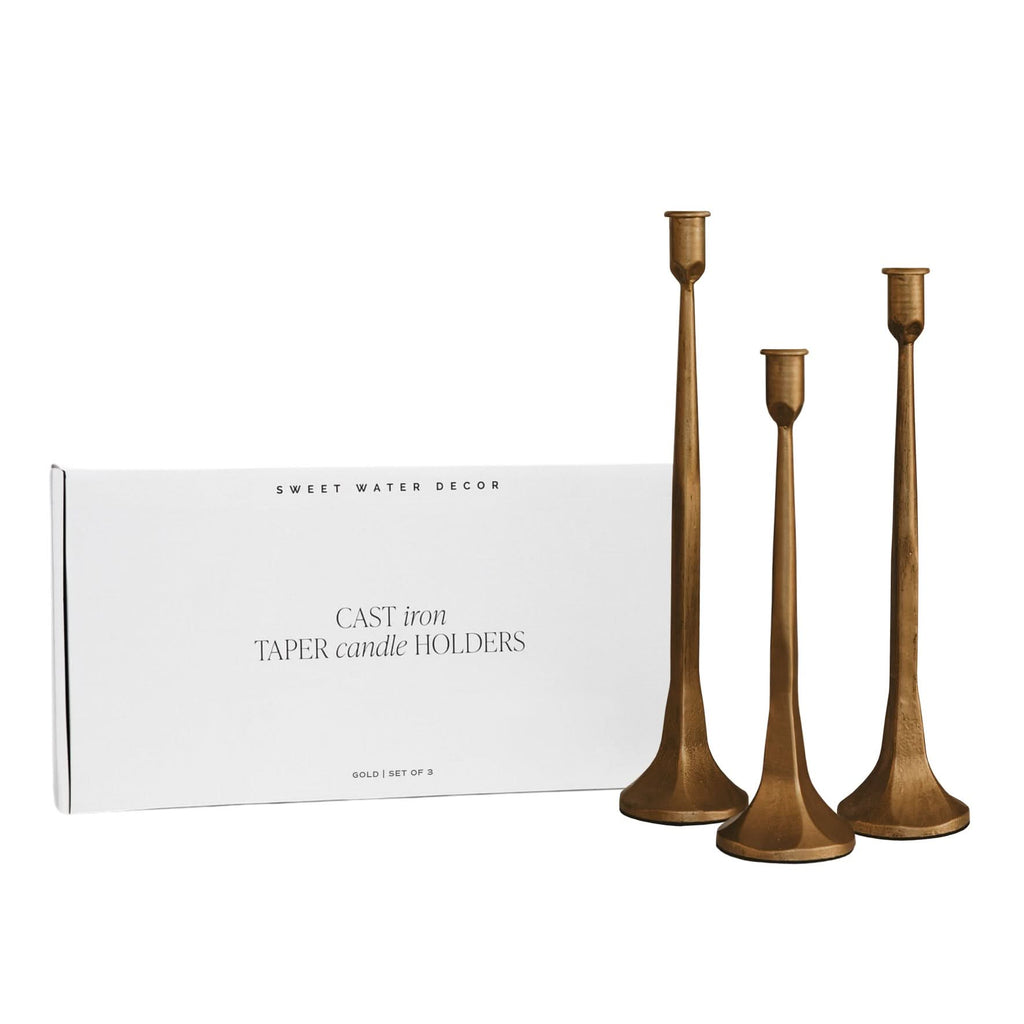 Gold Cast Iron Taper Candle Holders in - taper holder photo