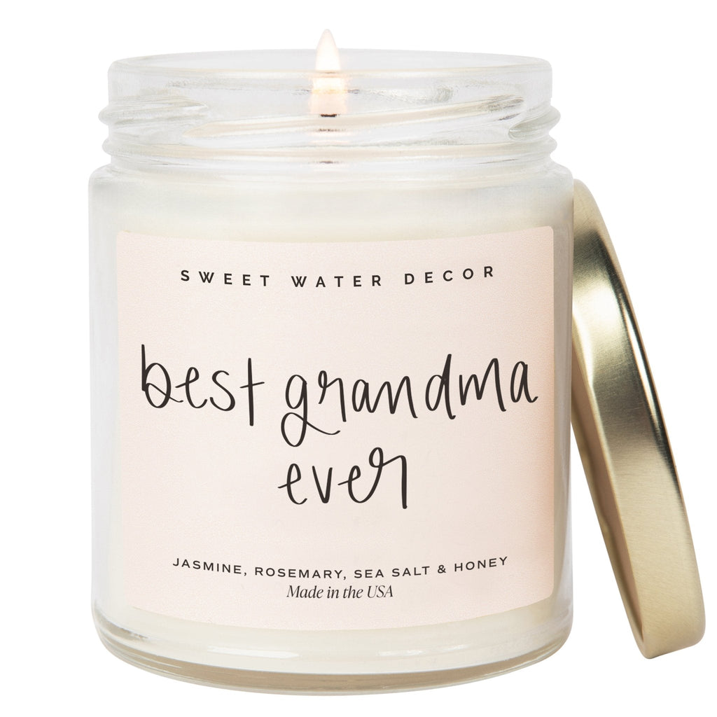 Best Grandma Ever Soy Candle - Clear Jar - 9 oz (Wildflowers and Salt) - SwagglyLife Home & Fashion