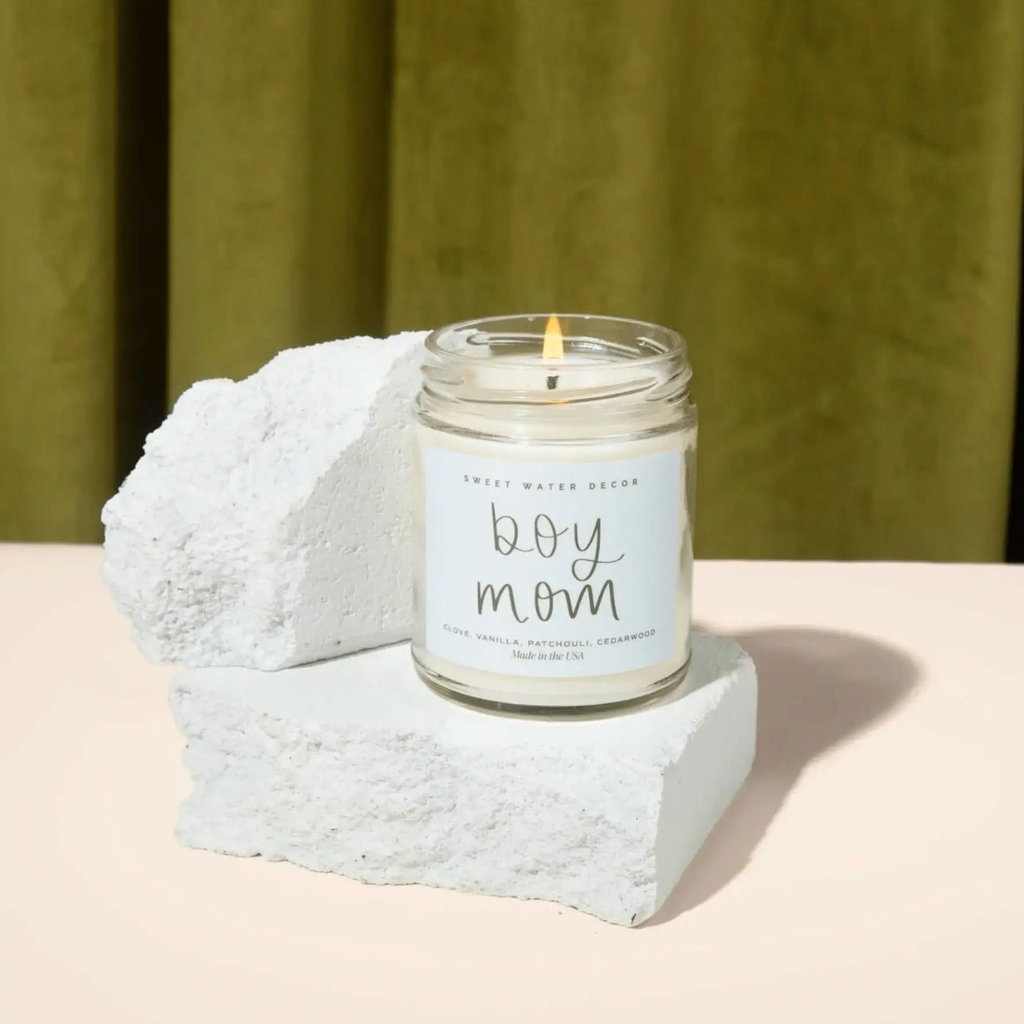 Boy Mom Soy Candle - Clear Jar - 9 oz (Palo Santo Patchouli) in - Candles photo