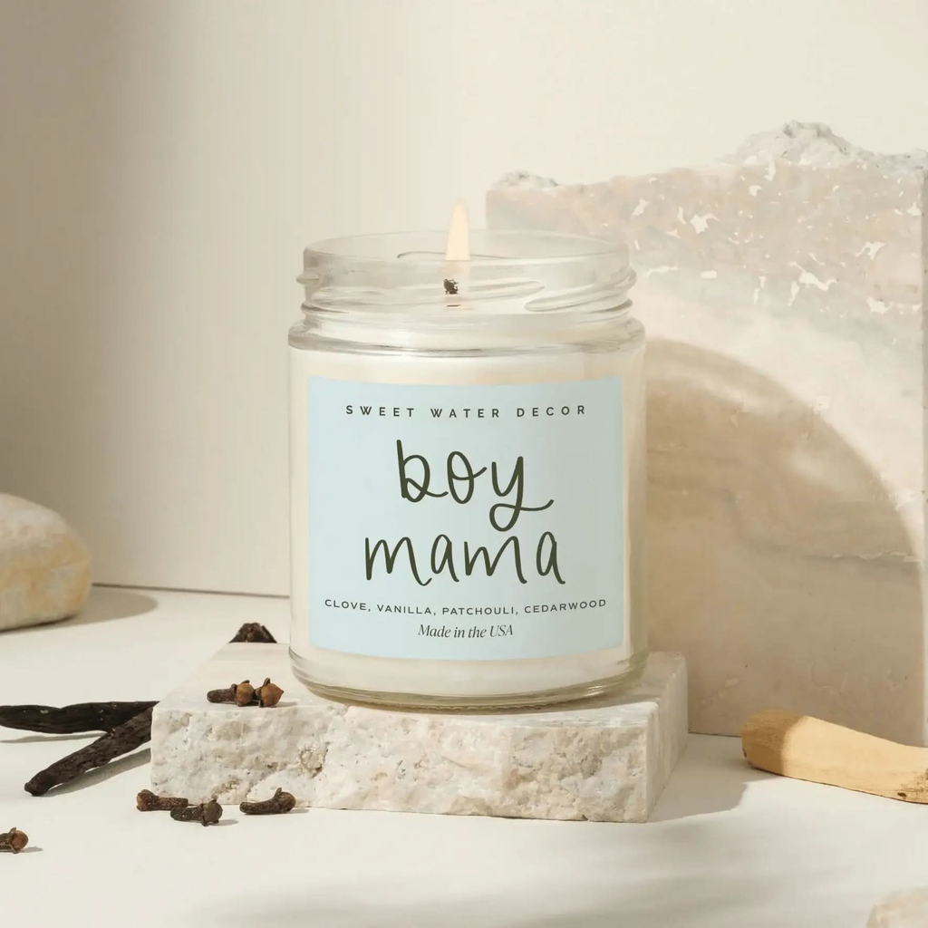 Boy Mama Soy Candle - Clear Jar - 9 oz (Palo Santo Patchouli) in - Candles photo