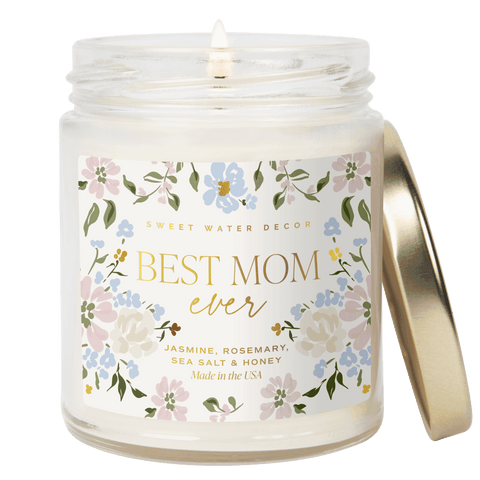 Best Mom Ever Soy Patterned Candle - Clear Jar - 9 oz (Wildflowers and Salt) - SwagglyLife Home & Fashion Best Mom Ever Soy Patterned Candle - Clear Jar - 9 oz (Wildflowers and Salt) - SwagglyLife Home & Fashion