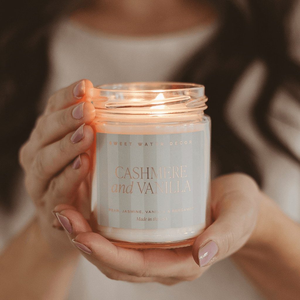Cashmere and Vanilla Soy Patterned Candle - Clear Jar - 9 oz in - Candles photo
