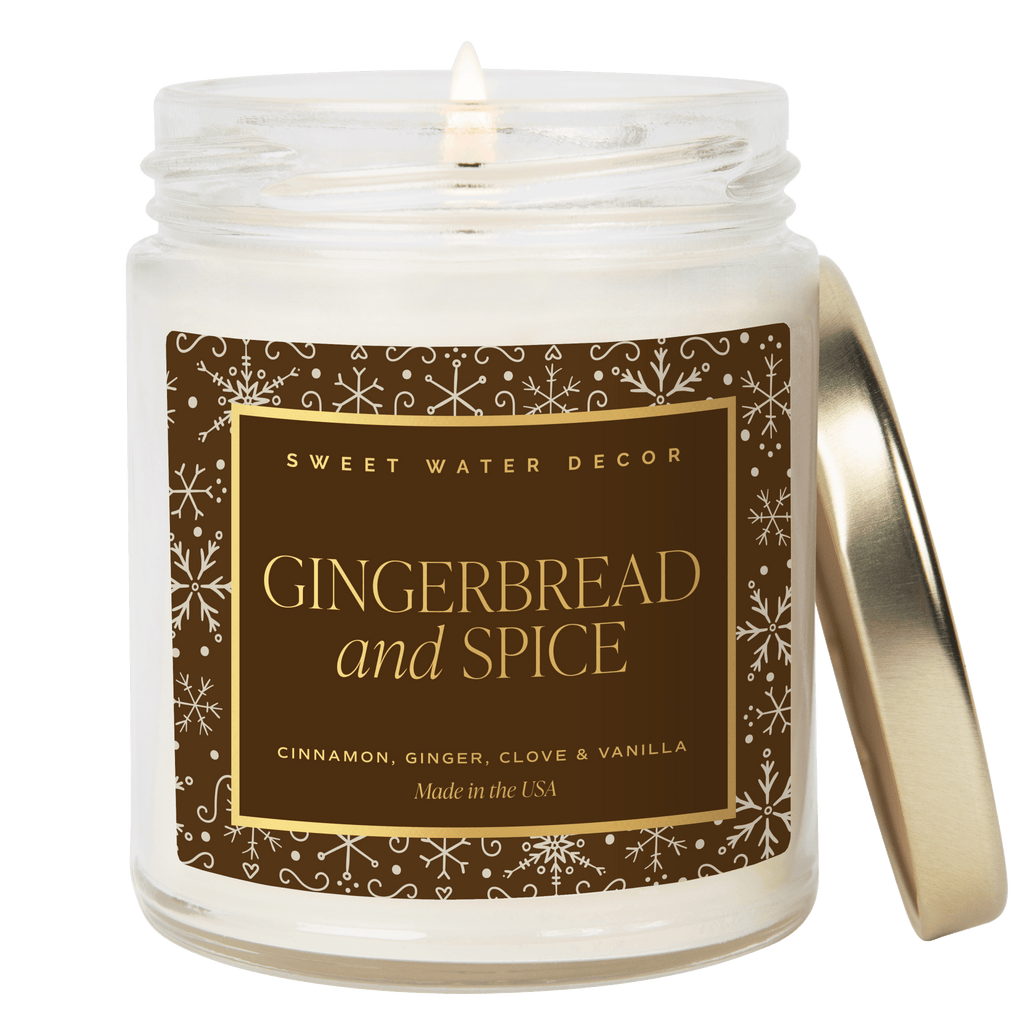 Gingerbread and Spice Soy Candle - Clear Jar - 9 oz Patterned in - Candles photo