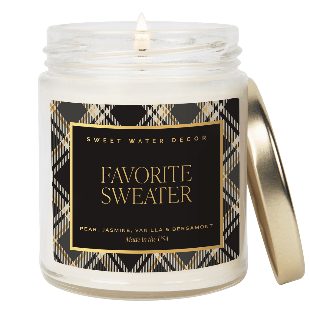 Favorite Sweater Soy Candle - Patterned 9 oz - Clear Jar (Cashmere and Vanilla) in - Candles photo
