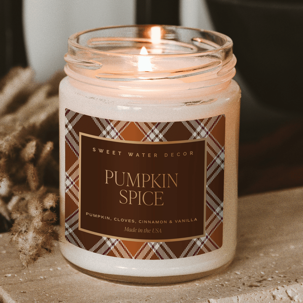Pumpkin Spice Soy Candle - Patterned 9 oz - Clear Jar in - Candles photo