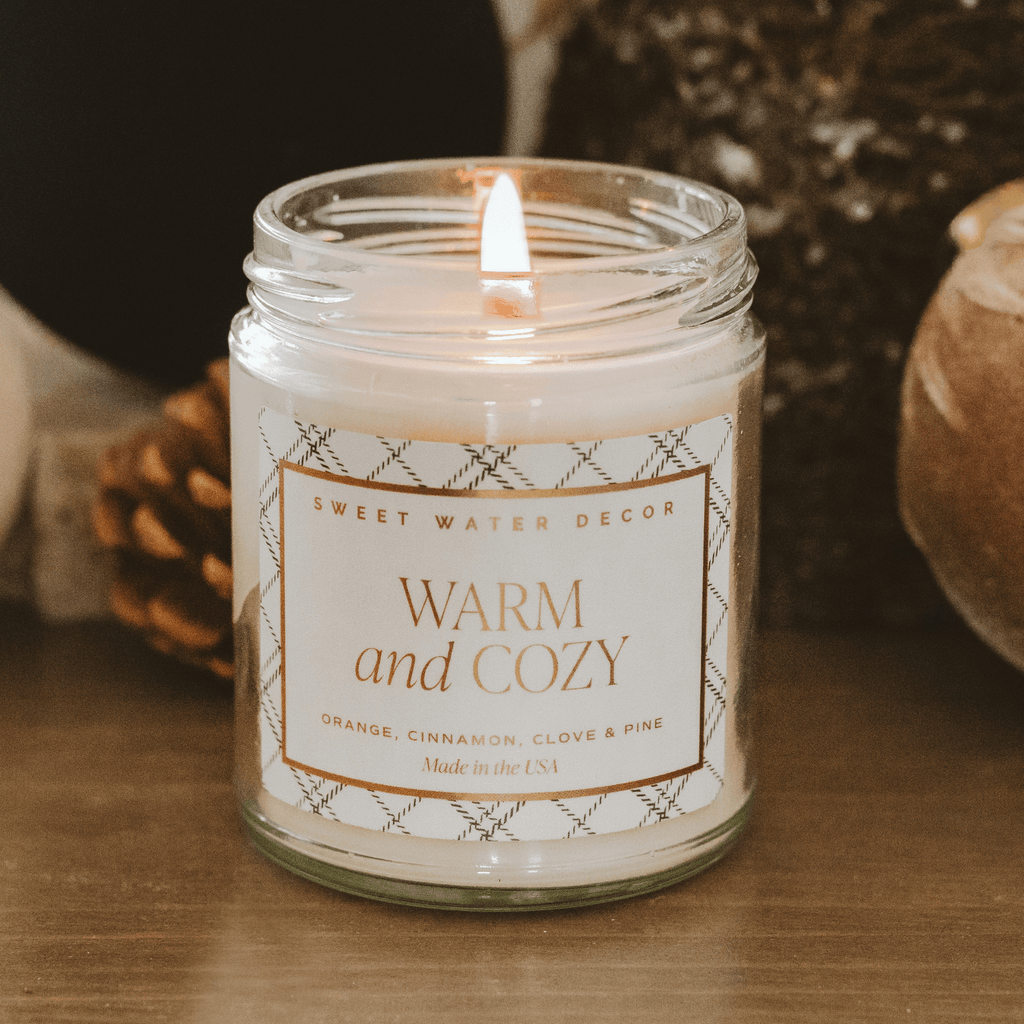 Warm and Cozy Soy Candle - Clear Jar - 9 oz in - Candles photo