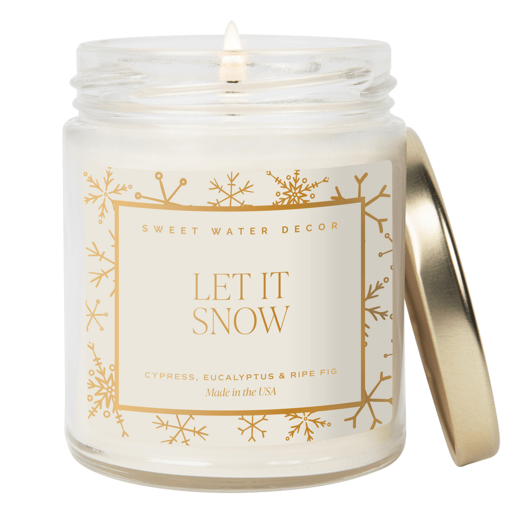 Let It Snow Soy Candle - Patterned 9 oz Clear Jar in - Candles photo