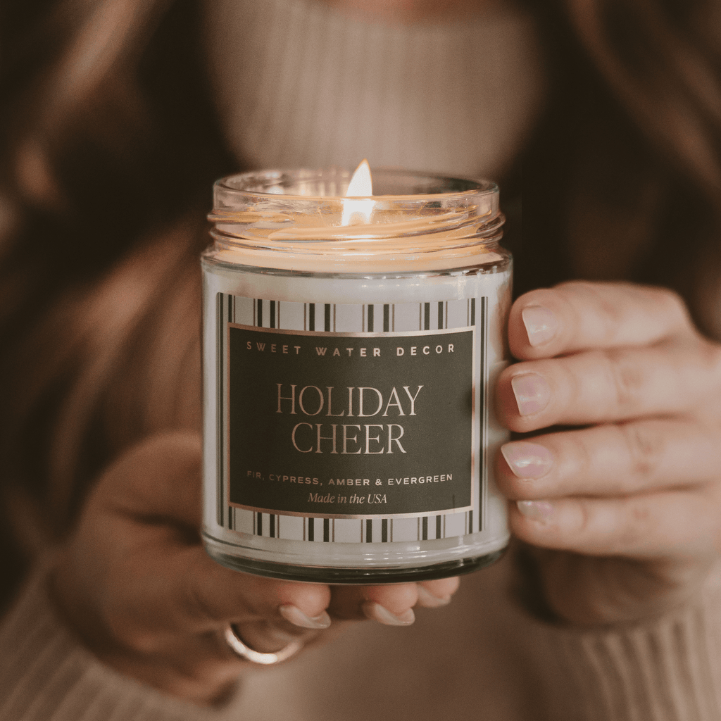 Holiday Cheer Soy Candle - 9 oz Patterned Clear Jar in - Candles photo