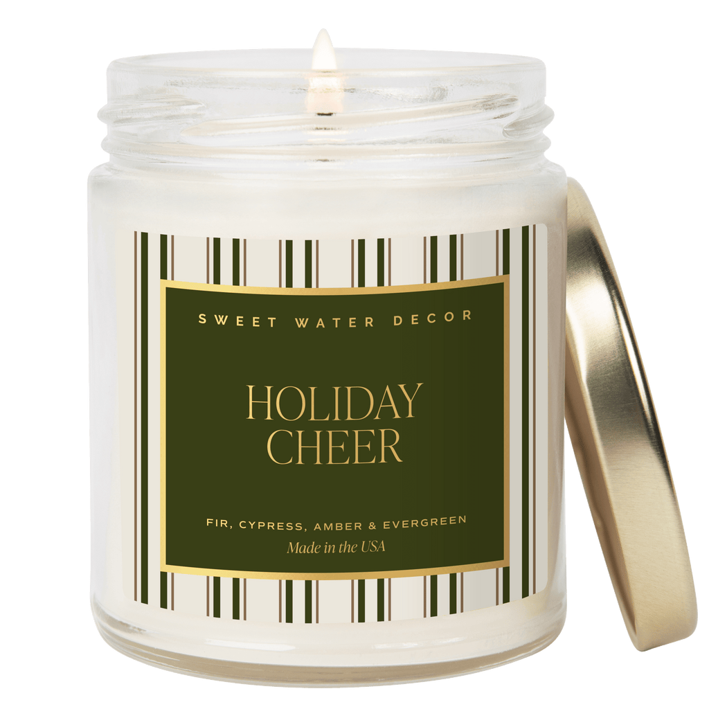 Holiday Cheer Soy Candle - 9 oz Patterned Clear Jar in - Candles photo