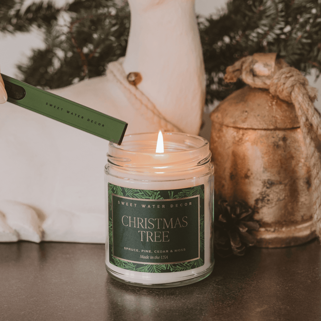 Christmas Tree Soy Candle - Patterned Clear Jar - 9 oz in - Candles photo