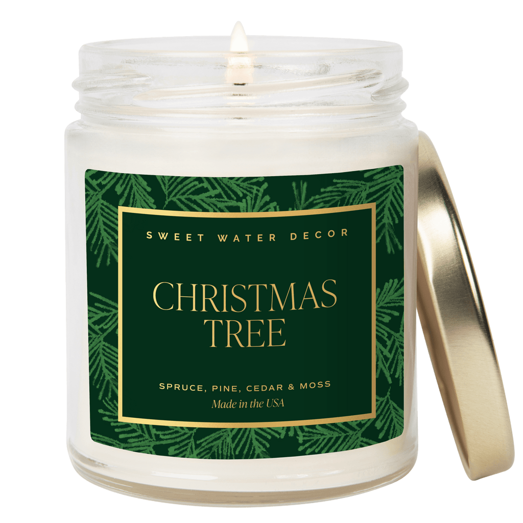 Christmas Tree Soy Candle - Patterned Clear Jar - 9 oz in - Candles photo