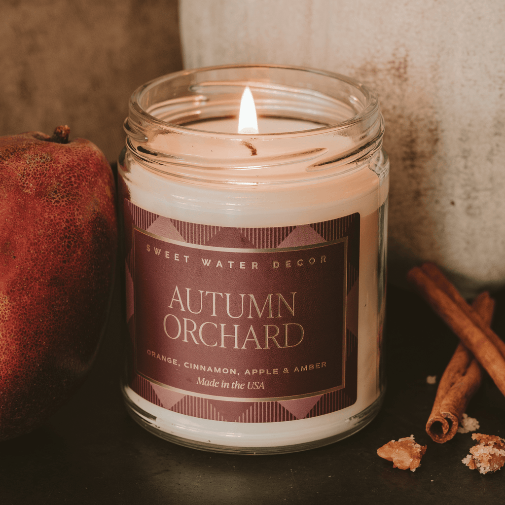 Autumn Orchard Soy Candle - Patterned 9 oz - Clear Jar (Mulled Cider) in - Candles photo