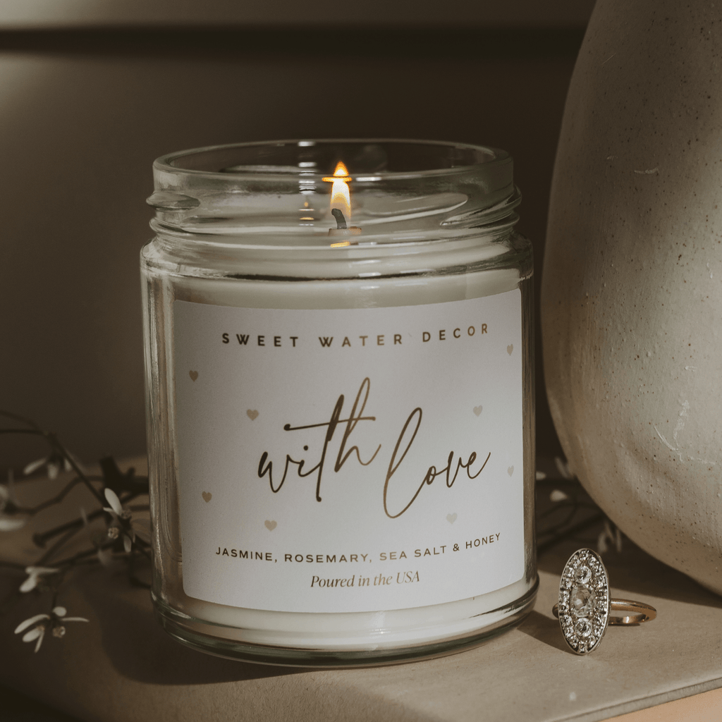 With Love Soy Patterned Candle - Clear Jar - 9 oz in - Candles photo