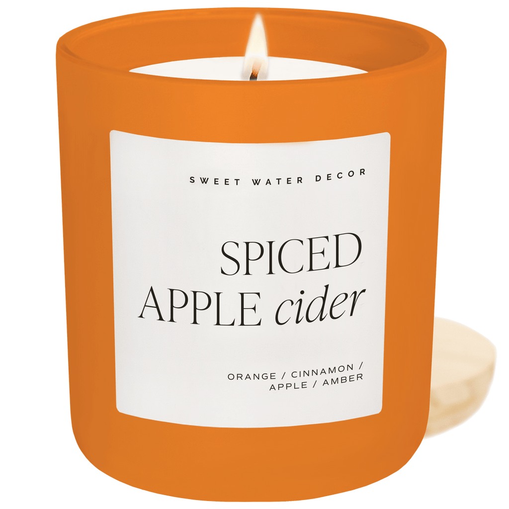 Spiced Apple Cider Soy Candle - Orange Matte Jar - 15 oz in - Candles photo