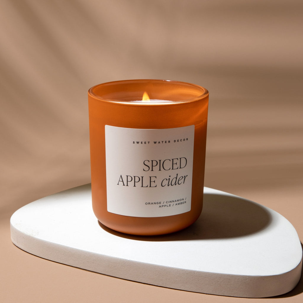Spiced Apple Cider Soy Candle - Orange Matte Jar - 15 oz in - Candles photo