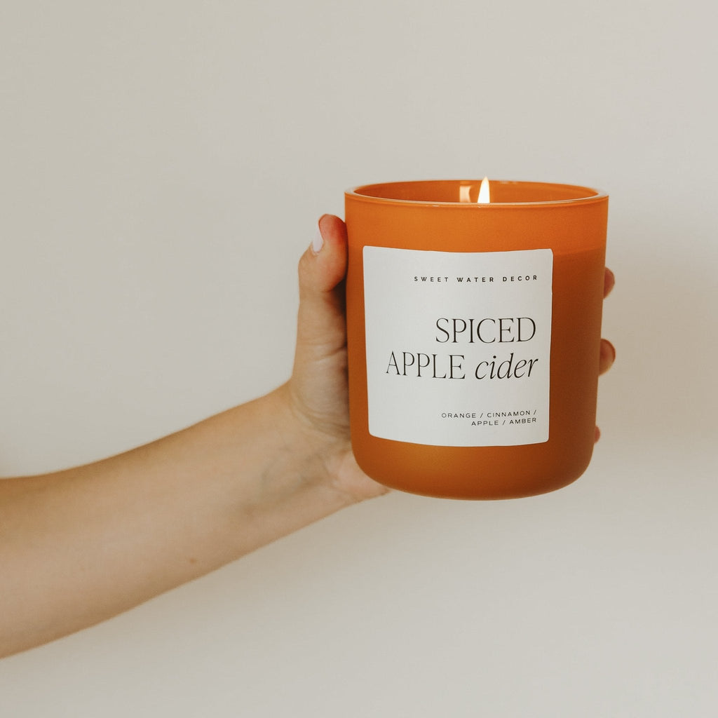 Spiced Apple Cider Soy Candle - Orange Matte Jar - 15 oz in - Candles photo