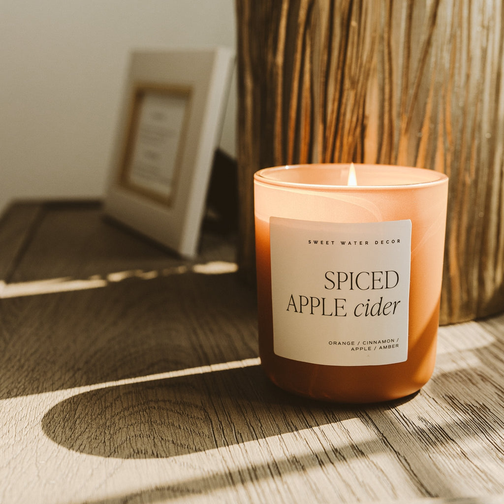 Spiced Apple Cider Soy Candle - Orange Matte Jar - 15 oz in - Candles photo
