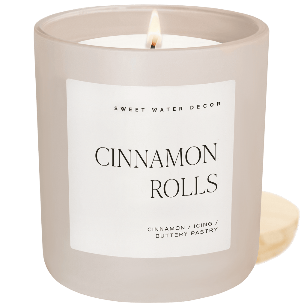 Cinnamon Rolls Soy Candle - Tan Matte Jar - 15 oz in - Candles photo