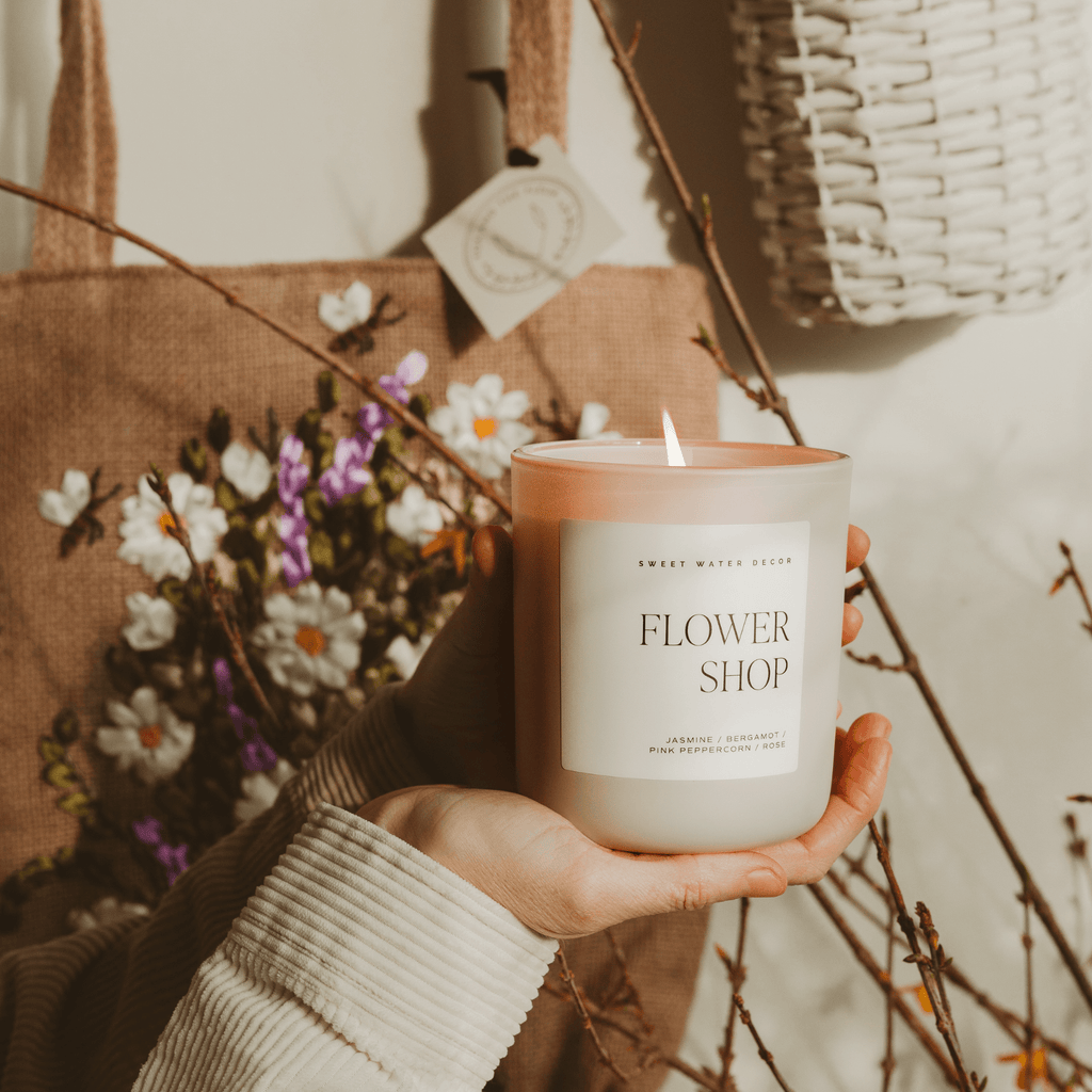 Flower Shop Soy Candle - Tan Matte Jar - 15 oz in - Candles photo
