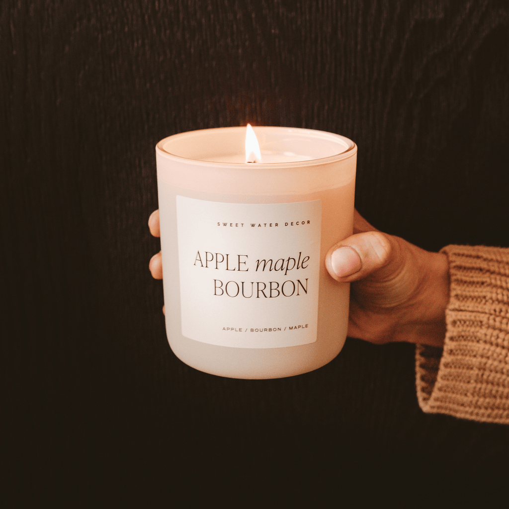 Apple Maple Bourbon Soy Candle - Tan Matte Jar - 15 oz (Sunday Brunch) in - Candles photo