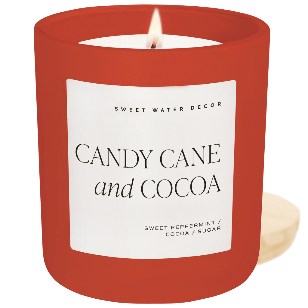 Candy Cane and Cocoa Soy Candle - Red Matte Jar - 15 oz (Hot Cocoa and Peppermint) in - Candles photo