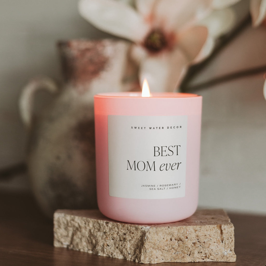 Best Mom Ever Soy Candle - Pink Matte Jar - 15 oz (Wildflowers and Salt) in - Candles photo