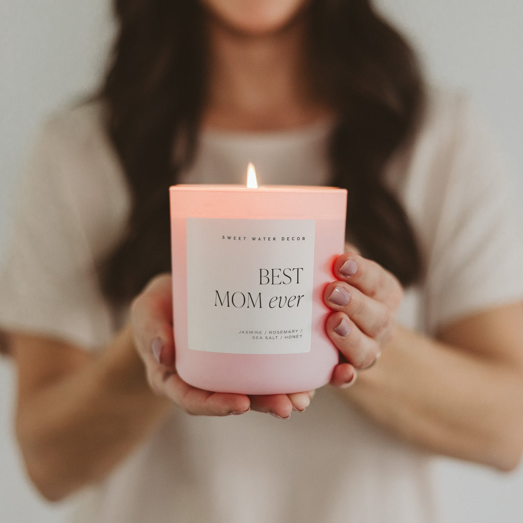 Best Mom Ever Soy Candle - Pink Matte Jar - 15 oz (Wildflowers and Salt) in - Candles photo
