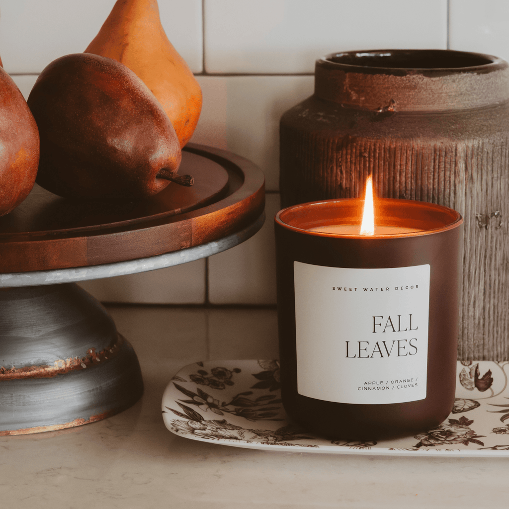 Fall Leaves Soy Candle - Brown Matte Jar - 15 oz in - Candles photo
