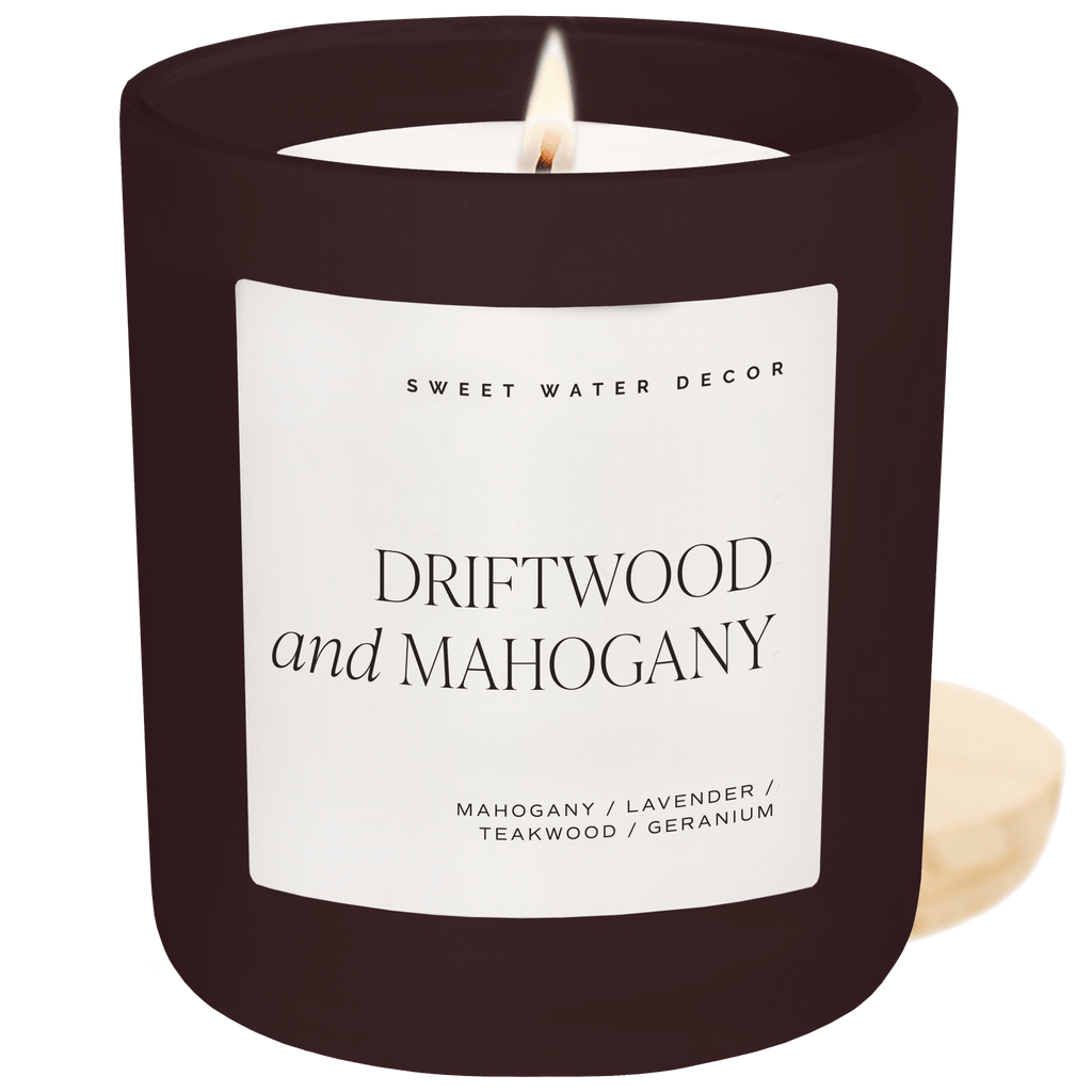 Driftwood and Mahogany Soy Candle - Brown Matte Jar - 15 oz in - Candles photo