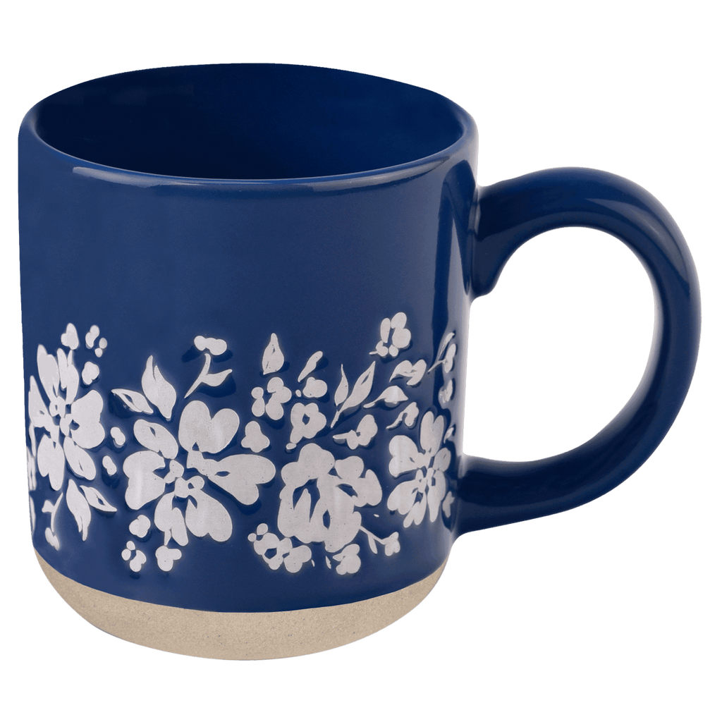Blue Floral 14oz. Stoneware Coffee Mug in - Coffee Mugs photo