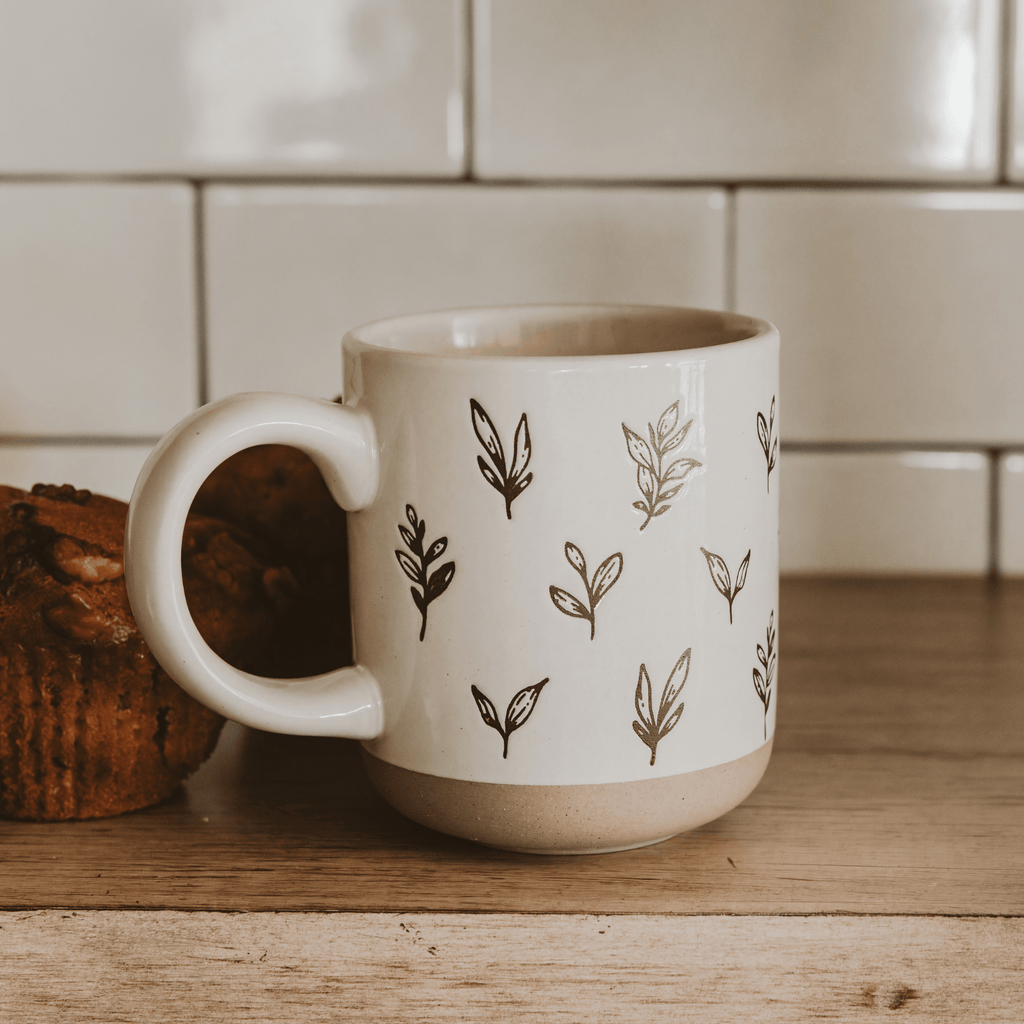 Brown Leaves 14oz. Stoneware Coffee Mug in - Coffee Mugs photo