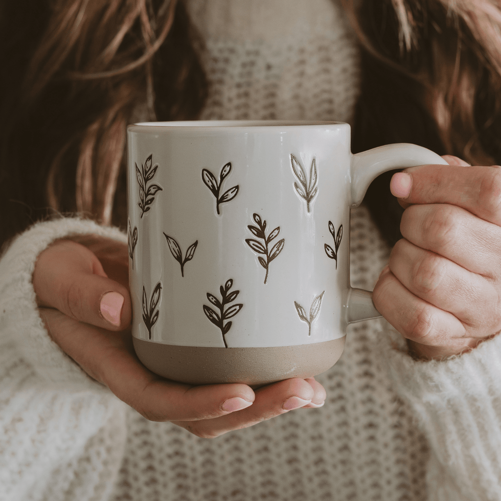 Brown Leaves 14oz. Stoneware Coffee Mug in - Coffee Mugs photo