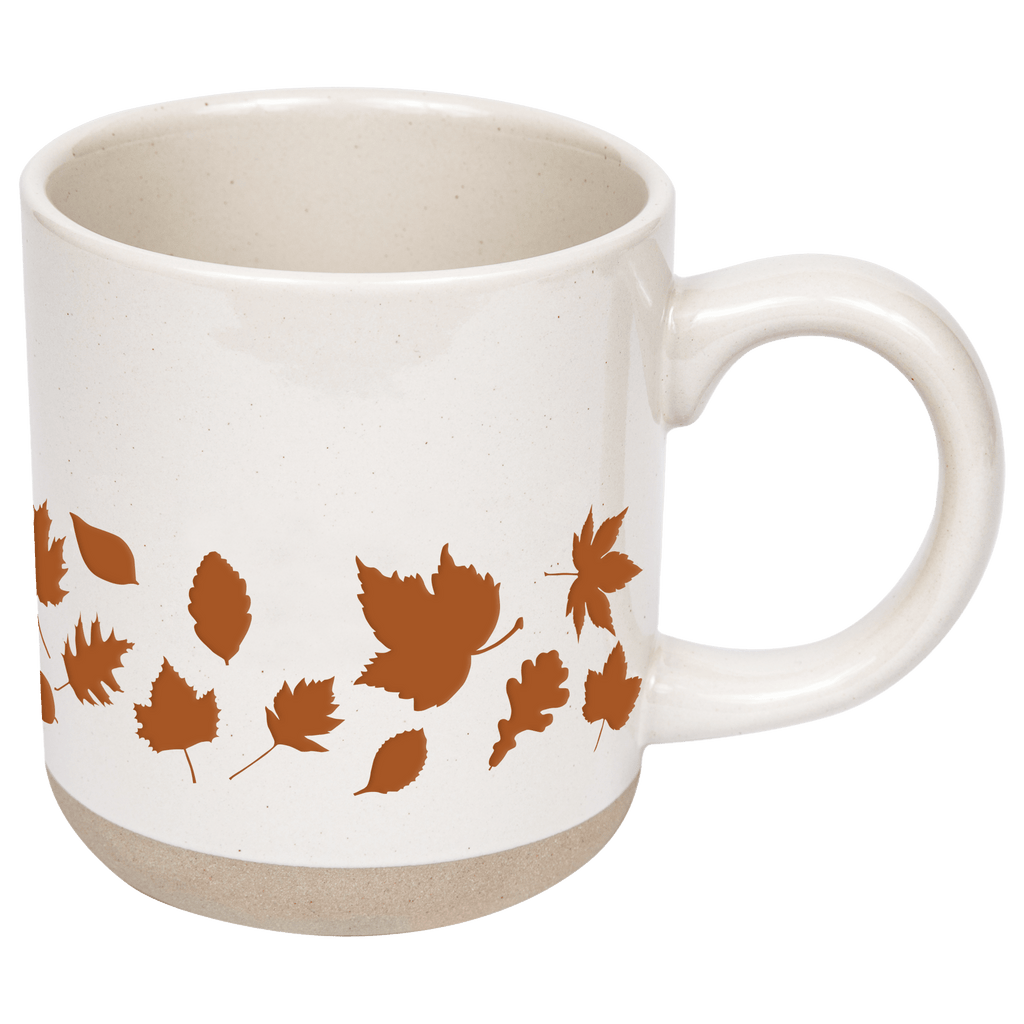 Orange Leaves 14oz. Cream Stoneware Coffee Mug - SwagglyLife Home & Fashion
