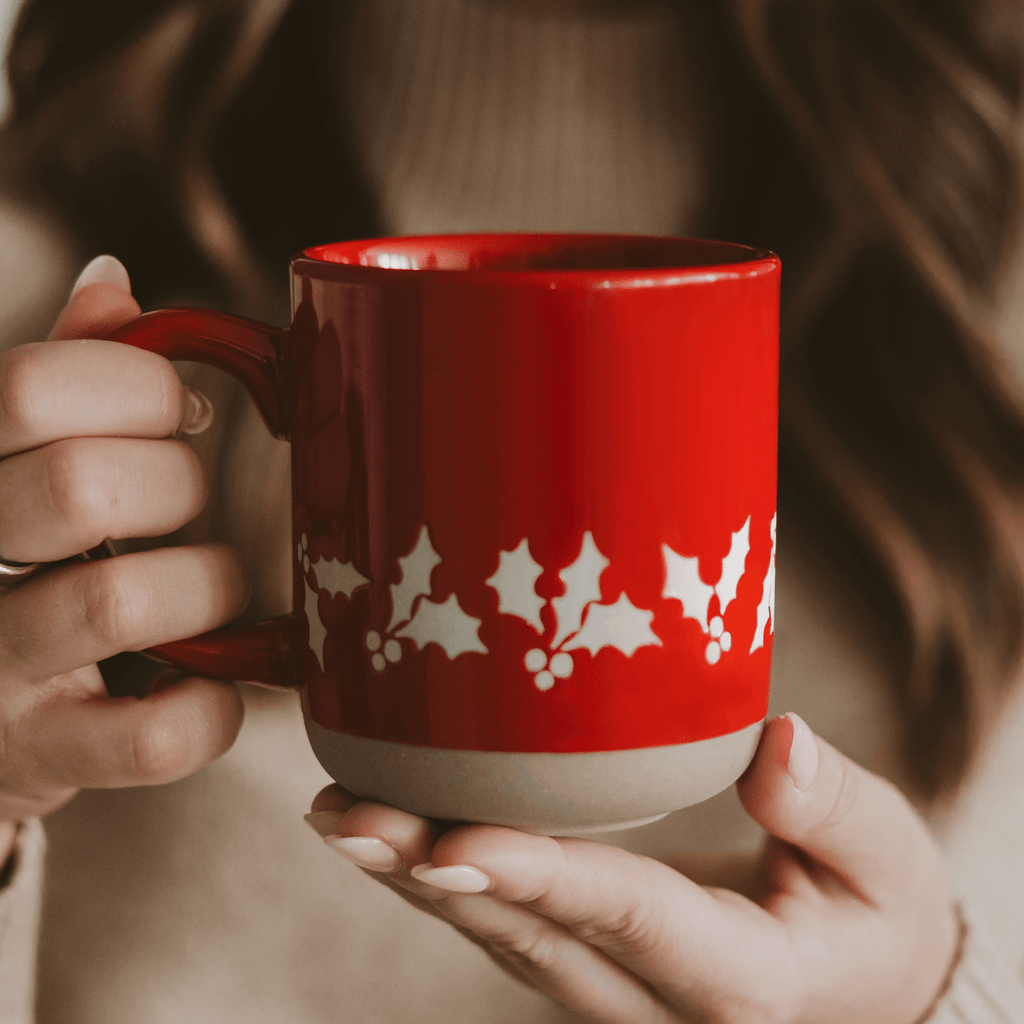 Holly 14oz. Red Stoneware Coffee Mug in - Coffee Mugs photo
