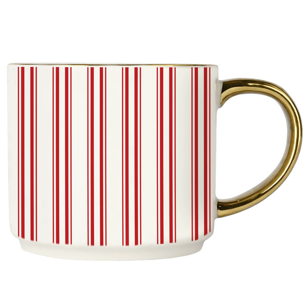Red Stripe 14oz. Gold Handle Coffee Mug - SwagglyLife Home & Fashion