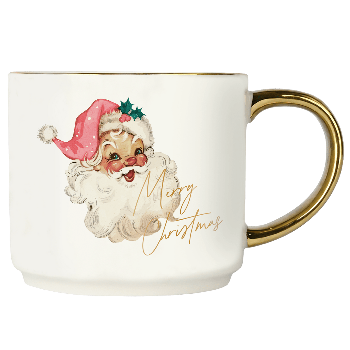 Vintage Santa 14oz. Gold Handle Coffee Mug - SwagglyLife Home & Fashion