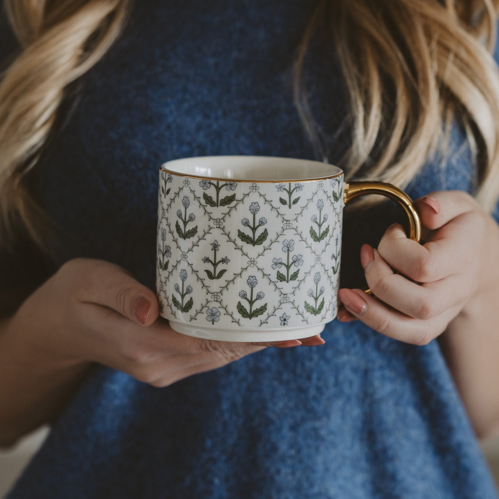 Floral Quilt 14oz. Coffee Mug in - Coffee Mugs photo