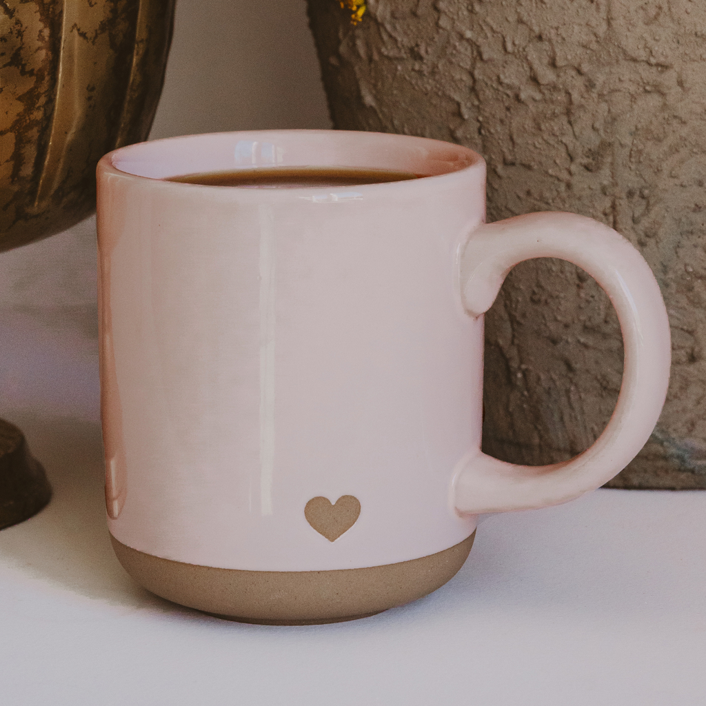 Pink Heart 14oz. Stoneware Coffee Mug in - Coffee Mugs photo