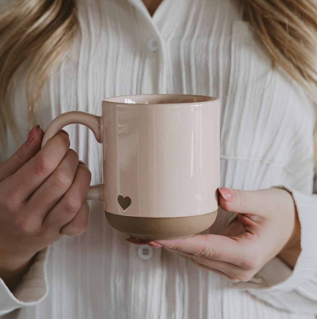 Pink Heart 14oz. Stoneware Coffee Mug in - Coffee Mugs photo