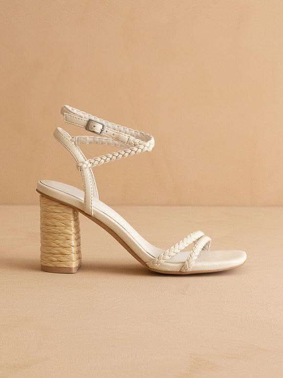 The Colmar | Beige Strappy Braided Sandal with a Jute Heel in - HEELS photo