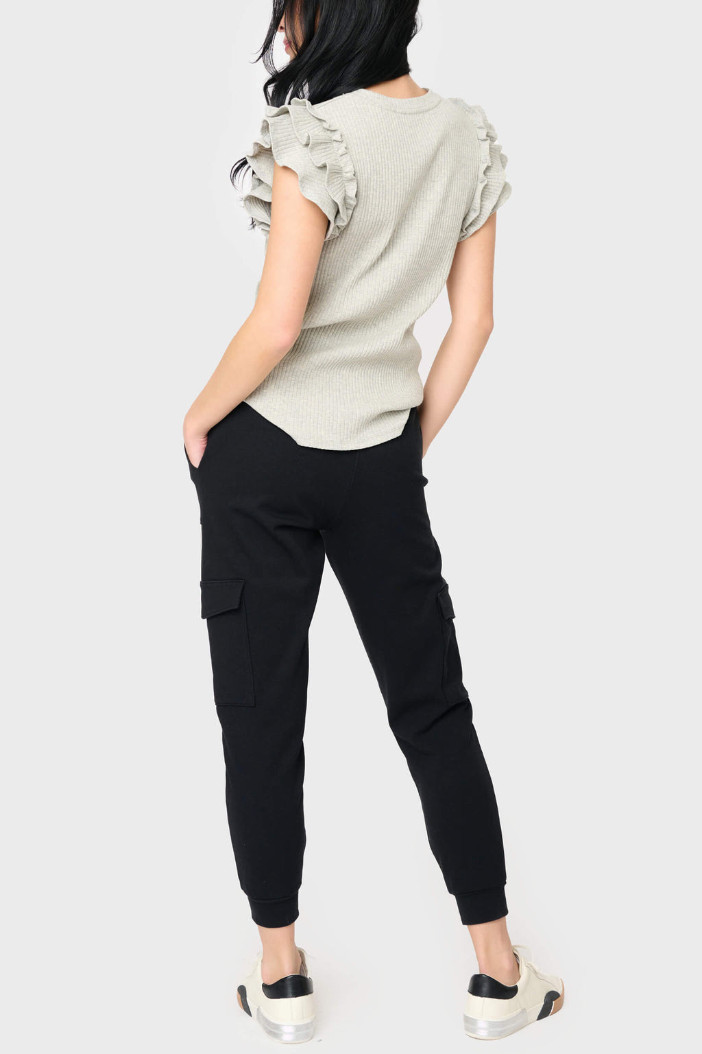 Flutter Sleeve Rib Knit Top in - 10, KNIT TOPS, 103 photo