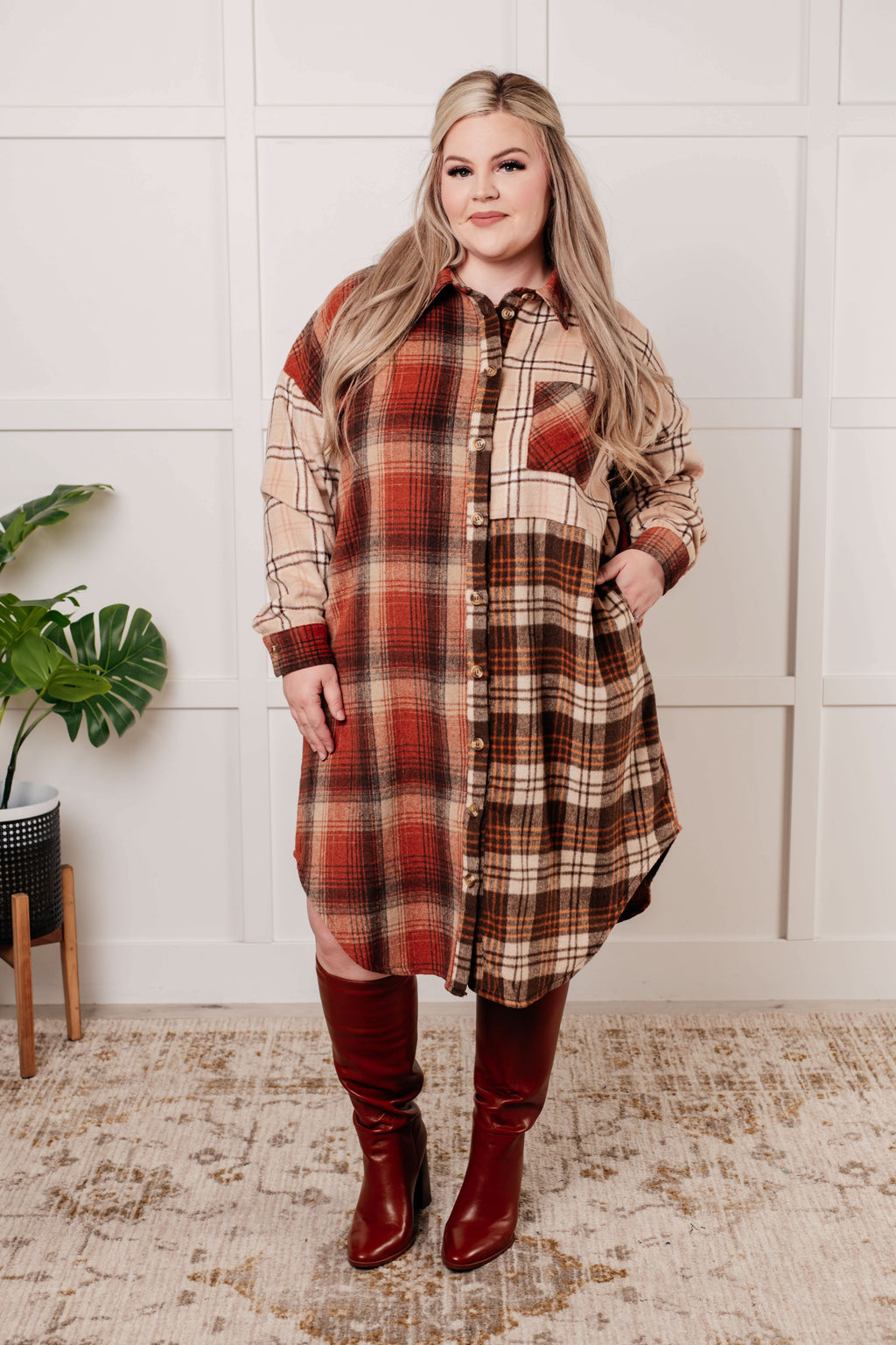Cabin Fever Flannel Plaid Oversized Shacket in - Layers photo