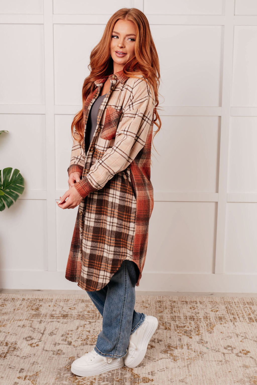 Cabin Fever Flannel Plaid Oversized Shacket in - Layers photo