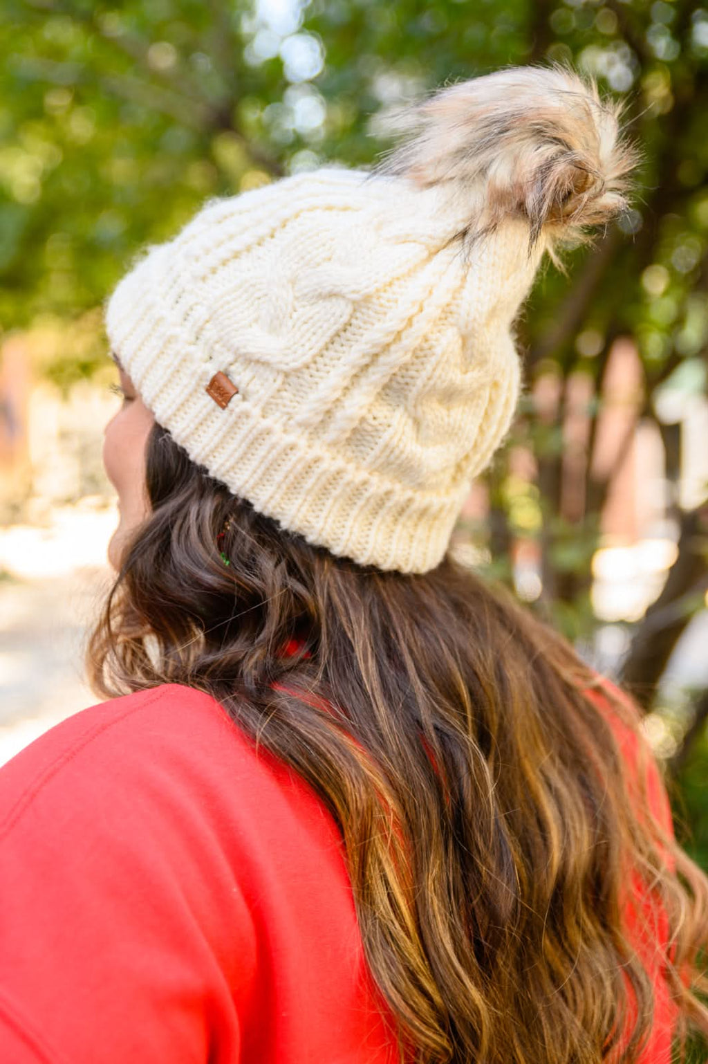 Cable Knit Cuffed Beanie In Ivory in - Womens photo
