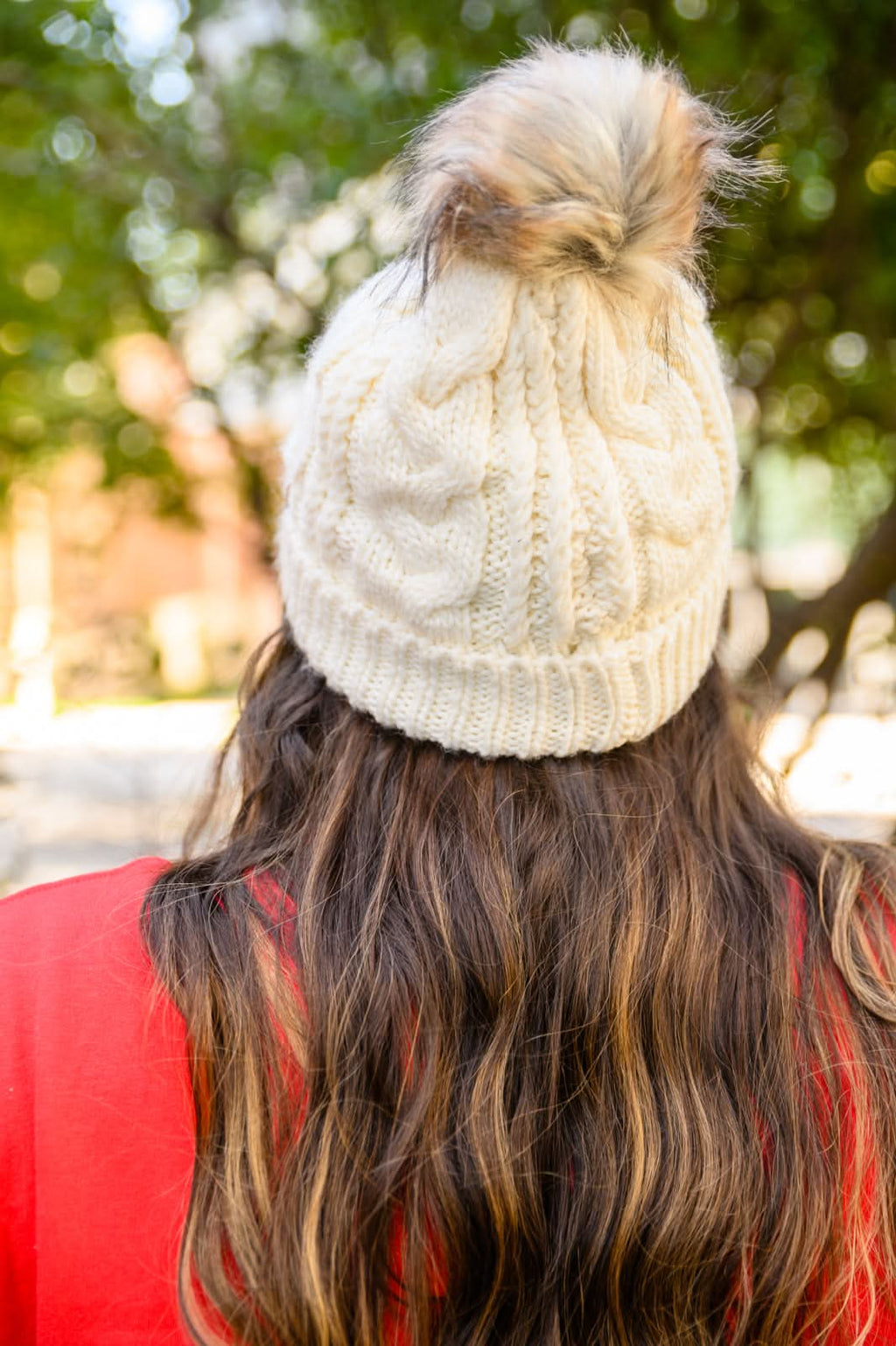 Cable Knit Cuffed Beanie In Ivory in - Womens photo