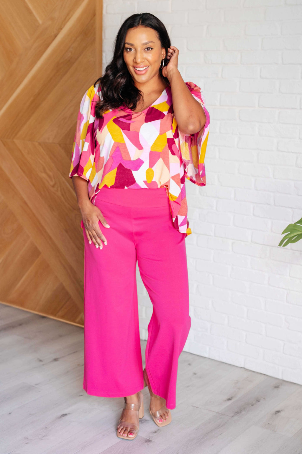 Magic Wide Leg Crop Pants in Hot Pink - SwagglyLife Home & Fashion
