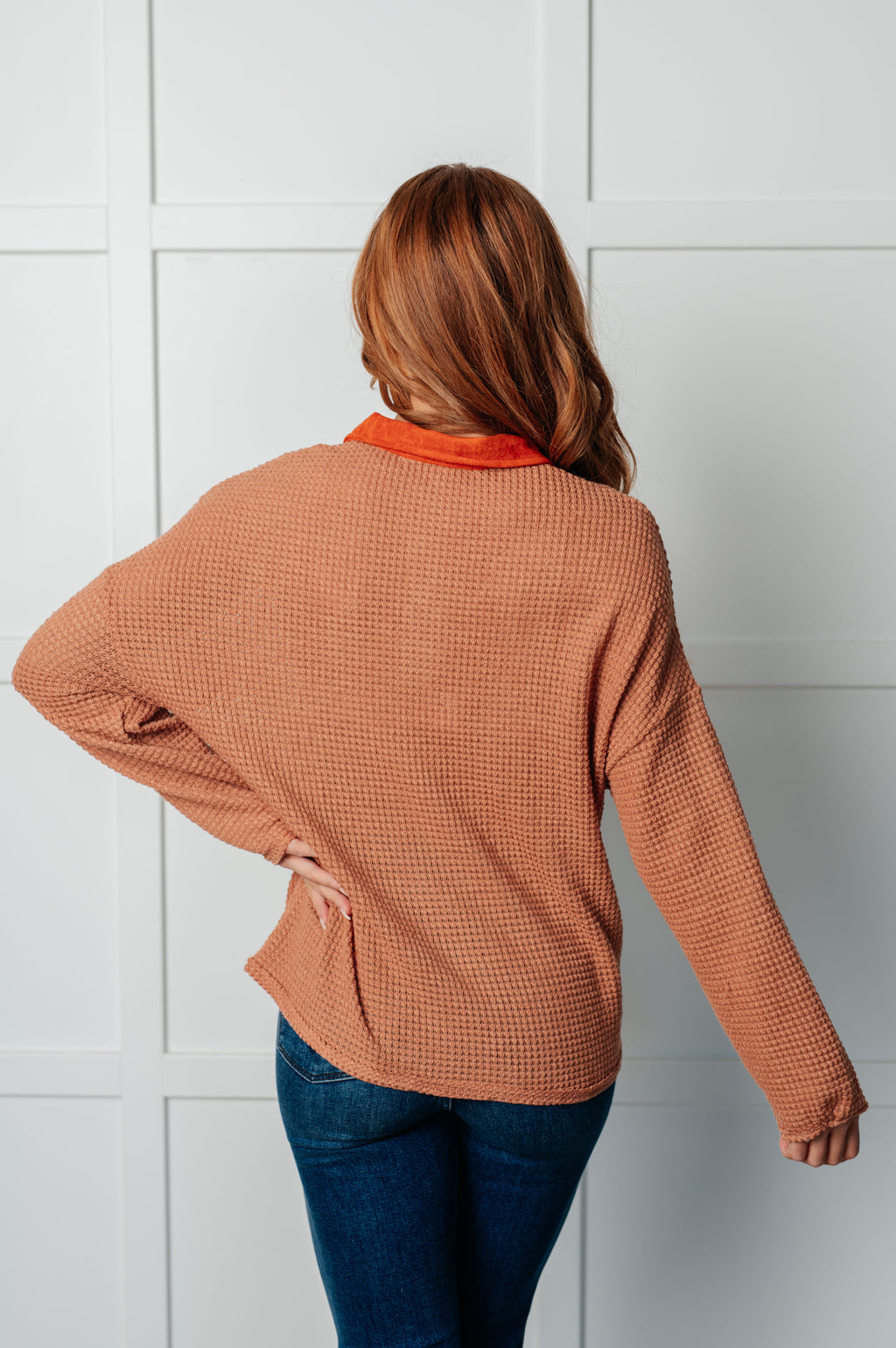 Can't Imagine Why Waffle Knit Contrast Trim Top in - Tops photo