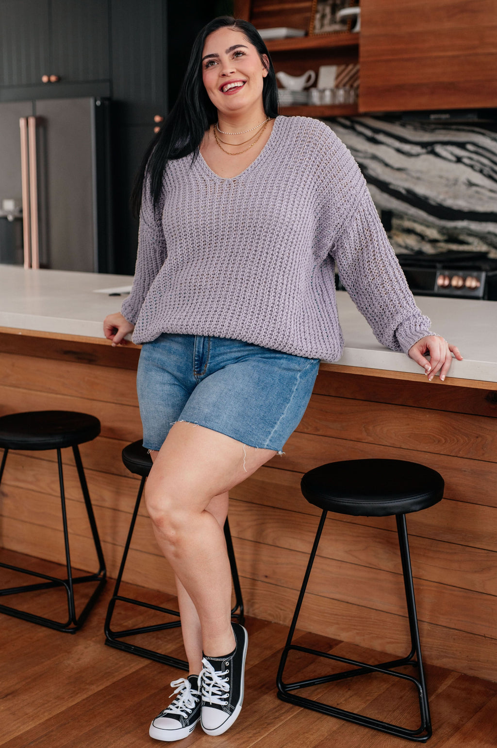 Captured My Interest Chunky V-Neck Sweater in - Tops photo